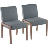 Carmen Dining Chair in White Washed Wood & Teal Fabric (Set of 2)